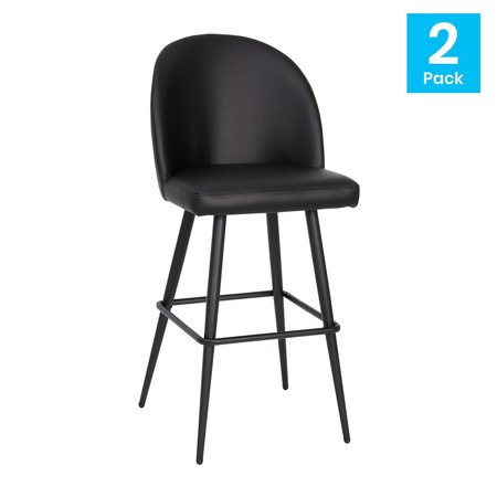 Flash Furniture 2PK 30" Black LeatherSoft Armless Barstool AY-1026H-30-BK-GG